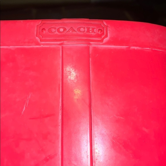 Coach Rain Boots Pink Lori Size 9 Silver Hardware - Picture 12 of 14